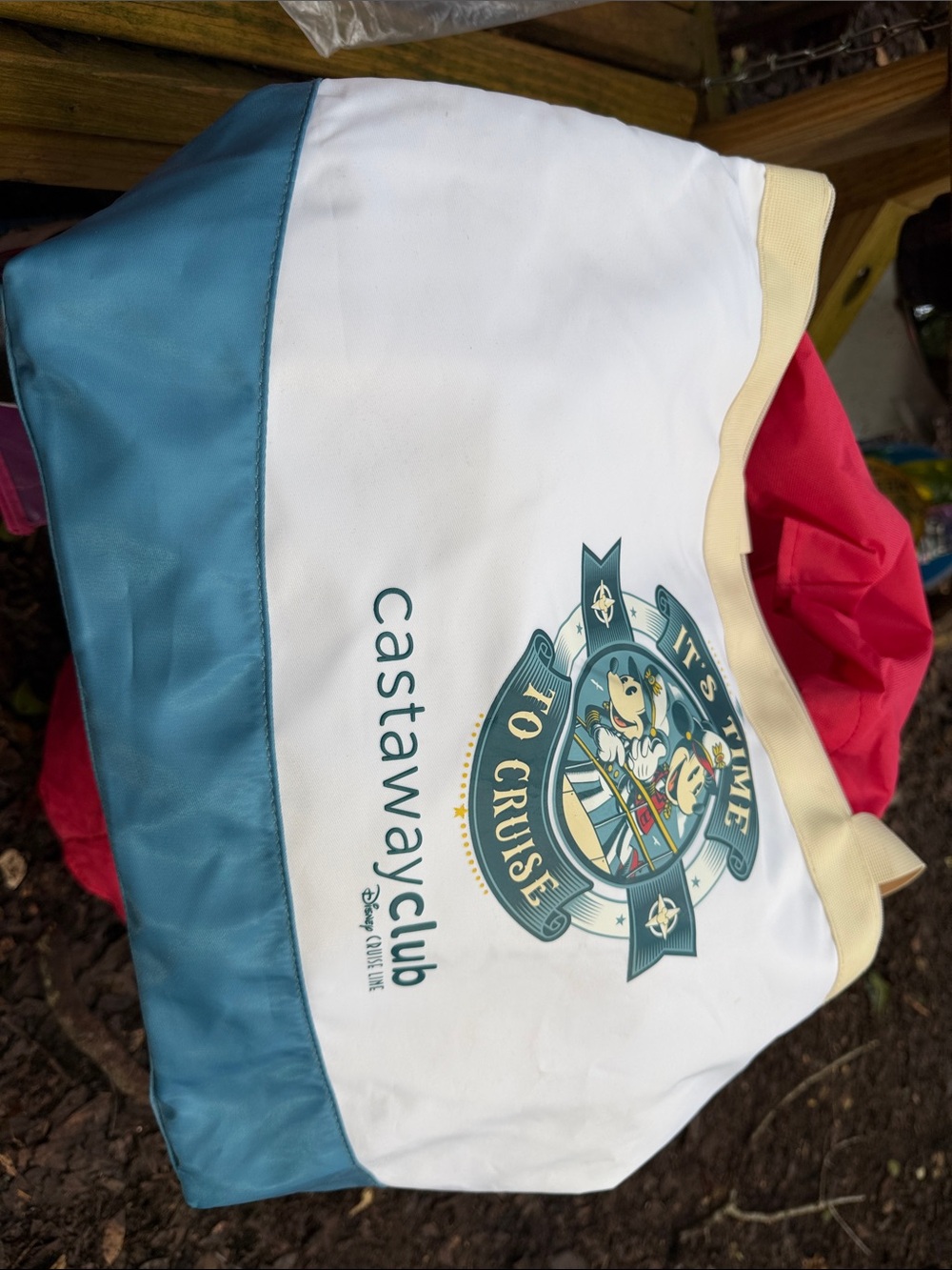 Castaway Club Cruise Tote Bag - White, Teal, Red water ready hard to find